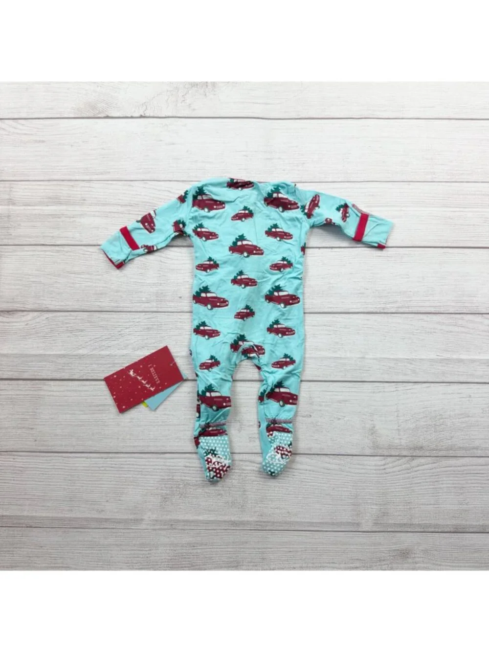 Kickee Pants Baby Holiday Car Tree Print Footie Pajamas Viscose NWT 0-3 Months